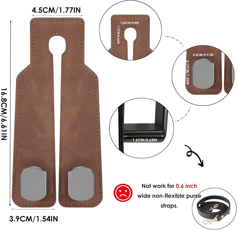 DYREOOE Purse Hook for Car, Thickened Leather Sturdy Metal Car Hooks for Purses and Bags Cute (Brown- 4 Pack) - Image 4